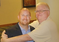 Bill Dyer (Virginia Tech) with outgoing board member Aaron Sagraves (Cornerstone).